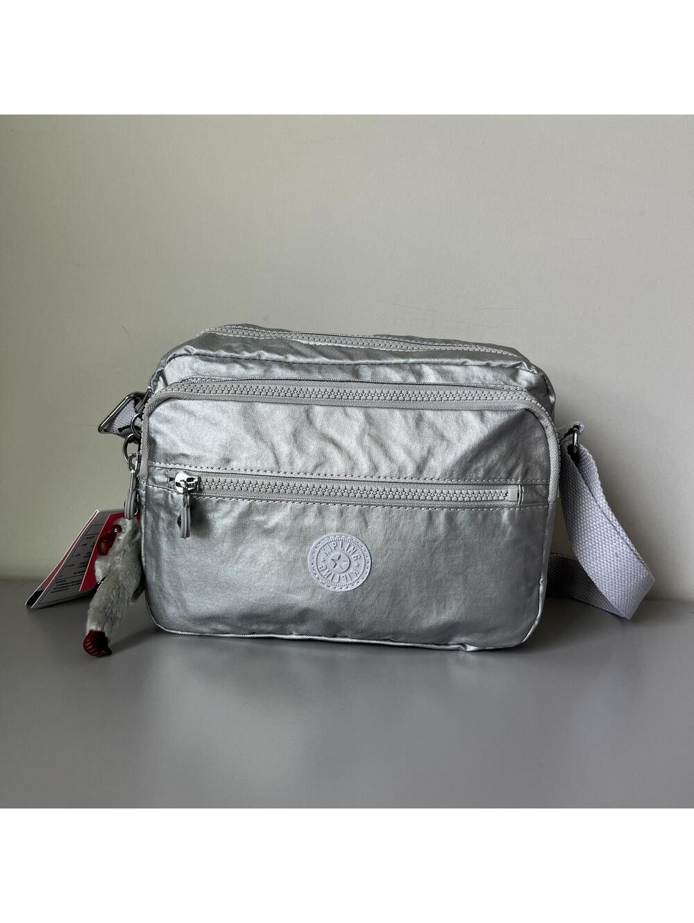 Kipling Deena Crossbody Bag in Metallic Silver Light NWT